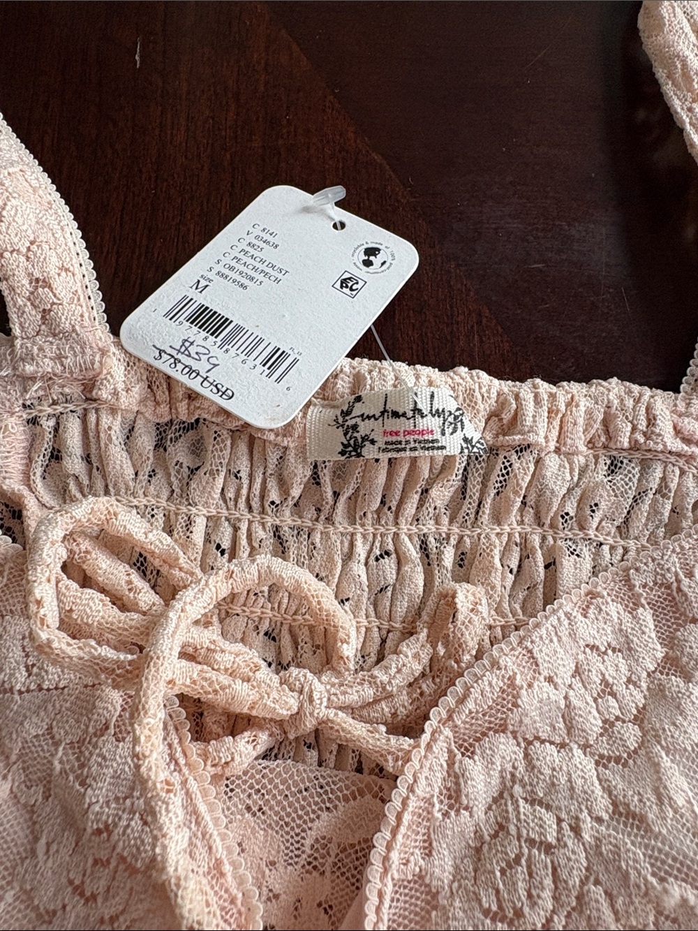 Free people Intimately 💖 Blush Lace Camisole bodysuit - Picture 4 of 6